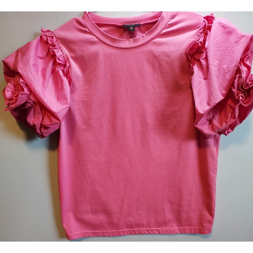 Ontwelfth hot pink short ruffle-sleeve top - Size Small